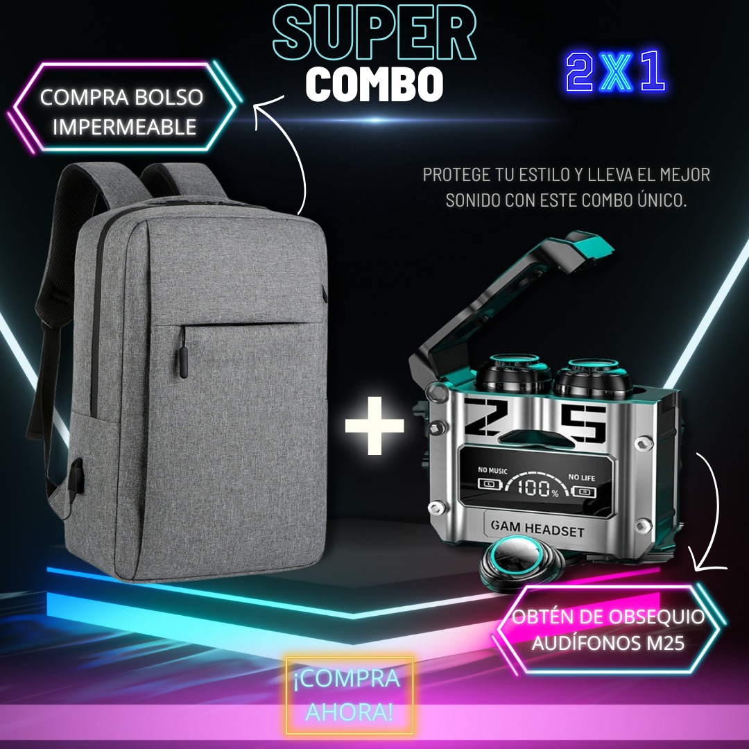 SUPER COMBO DE INFARO BOLSO + AUDIFONOS
